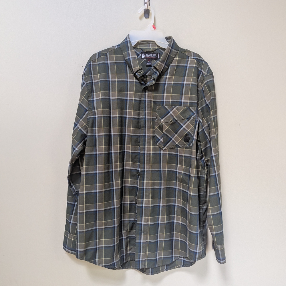 Duluth Alaskan Hardgear Men's Green Plaid Wool Blend Shirt Size L